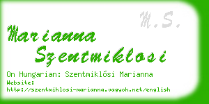 marianna szentmiklosi business card