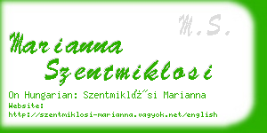 marianna szentmiklosi business card